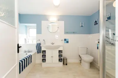 a bathroom with a sink and a toilet at 118 High Street in Kirkcudbright