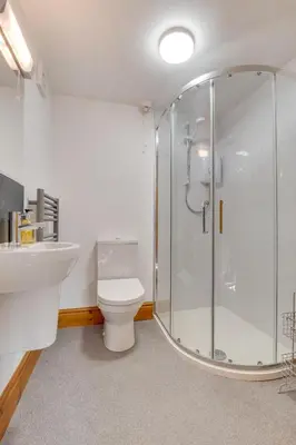 a bathroom with a shower and a toilet and a sink at 2 Bed in Grasmere oc-gl081 in Grasmere