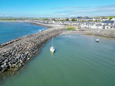 an aerial view of a boat in a body of water at Westview in Newton Stewart