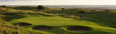 a view of a golf course with the ocean at Unique Country Estate nr Mountains & Beach in Silloth