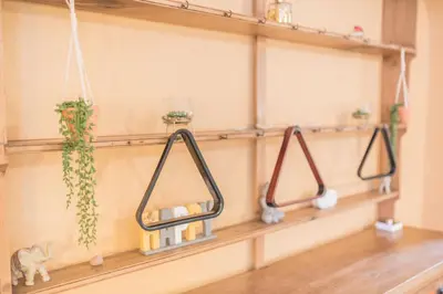 a room with wooden shelves with plants on them at Abbey Farm House in St Bees