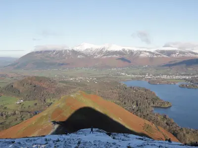 a person standing on top of a mountain with a body of water at Apartment 4 in Keswick
