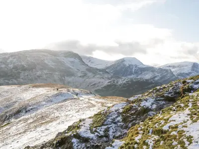 a view from the summit of a snow covered mountain at The Bothy in Keswick