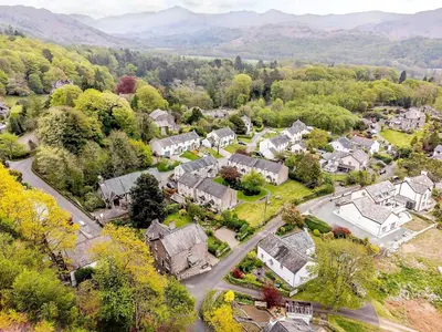 an aerial view of a residential neighborhood with houses at 1 Bed in Eskdale SZ503 in Beckfoot