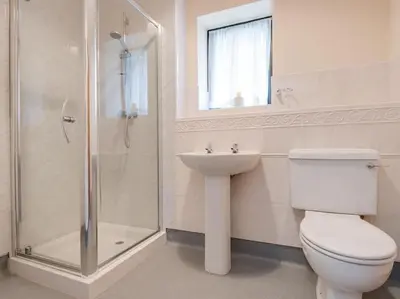 a bathroom with a toilet and a sink and a shower at 3 Bed in Threlkeld SZ083 in Threlkeld