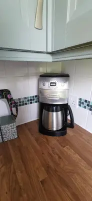 a coffee pot sitting on a counter in a kitchen at The Wee Hoose in Dumfries