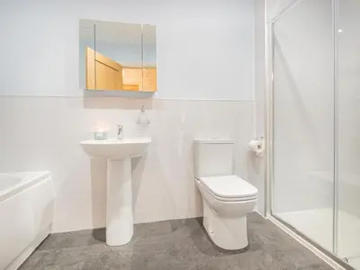 a bathroom with a toilet and a sink and a shower at 3 Bed in Threlkeld SZ217 in Threlkeld