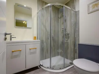 a bathroom with a shower and a toilet at 3 Bed in Keswick 86867 in Keswick
