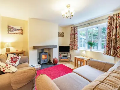 a living room with a couch and a fireplace at 3 Bed in Keswick oc-sz446 in Portinscale