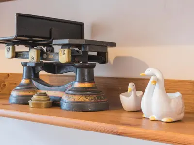 a wooden shelf with two rubber ducks and a camera at 2 Bed in Keswick oc-sz415 in Bassenthwaite