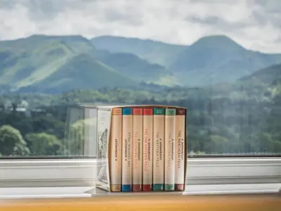 a group of books sitting on a window sill at 3 Bed in Applethwaite SZ540 in Applethwaite