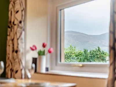 a window with red flowers in a vase on a table at 2 Bed in Keswick oc-28383 in Braithwaite