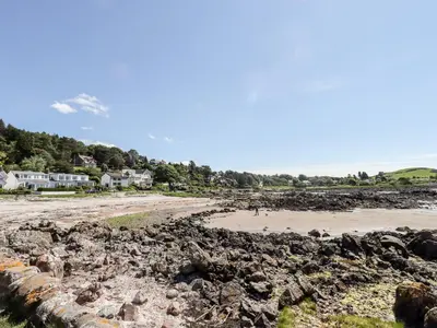 a view of the beach from the shoreline at Merse End in Dalbeattie