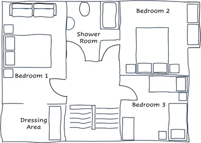 a drawing of a floor plan of a house at Cottage On The Brook in Braithwaite