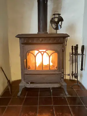 an old woodburning stove in a room at Burnthwaite Farm B&B in Wasdale