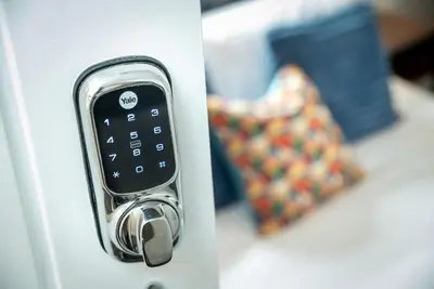 a close up of a door handle on a refrigerator at Kings Arms Suites - Deluxe Room - En-Suite - Self Check In in Whitehaven