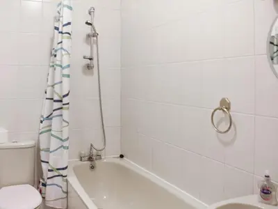 a bathroom with a tub and a toilet and a shower at Courtyard View in Keswick