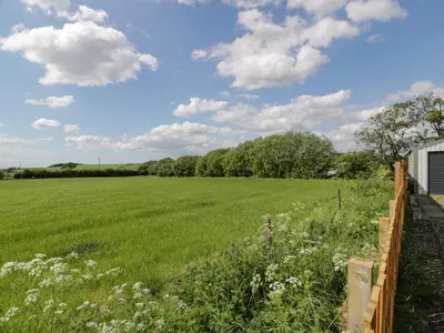 a field of green grass with a fence at Largieholm in Mauchline