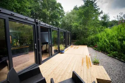 a screened in porch of a tiny house at Bird Nest - dine with the eagles Private Retreat in Carlisle