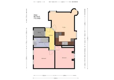 a floor plan of the first floor of a house at The Penthouse - Crosby St 2 Bed in Maryport
