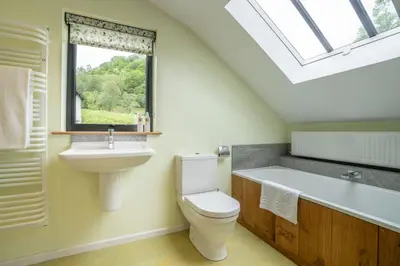 a bathroom with a toilet and a sink and a bath tub at Panoramic Views & Spacious Living by LetMeStay in Grasmere