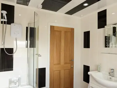 a bathroom with a shower and a toilet and a sink at Firth Lodge in Mainsriddle