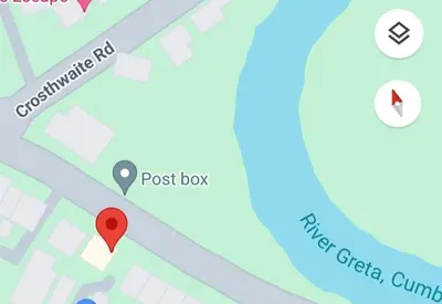 a map of gibraltar with a post box at 4BR Holiday Home Steps from Keswick Town Centre in Keswick