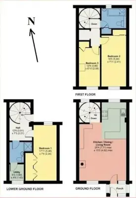 two diagrams showing the different floors of a house at Stylish retreat in Langdale in Chapel Stile