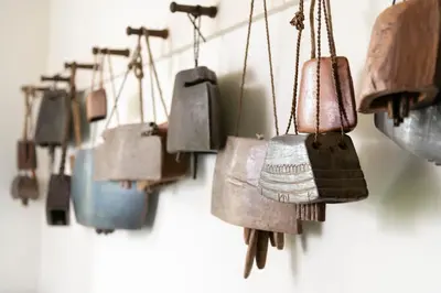 a bunch of bags hanging on a wall at Bank Barn, Wreay in Penrith