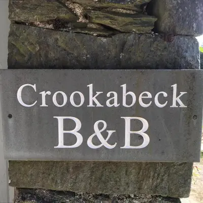 a sign that reads crockett bd at Crookabeck B&B in Patterdale