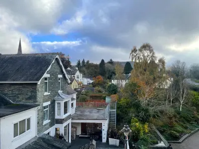 an aerial view of a house in a town at The Tops in Keswick