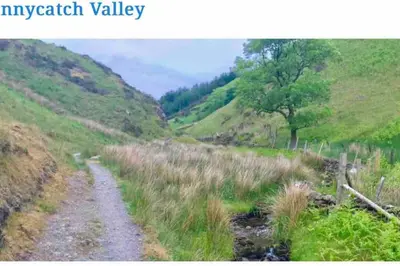 a dirt road in a grassy hill with trees at CosyHouse2 Private Parking Base for Lake District and Sellafield in Cleator Moor