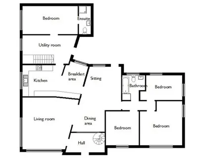 a black and white floor plan of a house at Dunrod - Overlooking the bay in Kirkcudbright