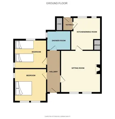 a floor plan of a house at No2 Chapelton Cottage in Kirkcudbright