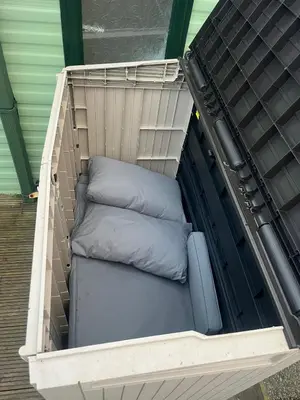 a box with two pillows sitting in it at Skiddaw Lodges- The Lake District in Plumbland