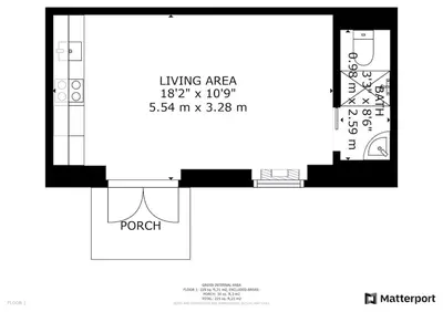 a floor plan of the living area of a house at Lake District, Mountain Views, Accessible Studio Bothy in Borrowdale Valley