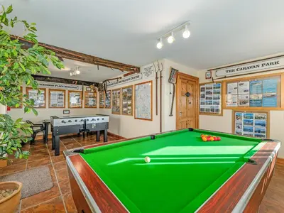 a pool table in the middle of a room at Milking Parlour - Uk48911 in Allonby