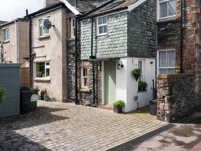 a brick driveway in front of a house at Skyfell House in Keswick