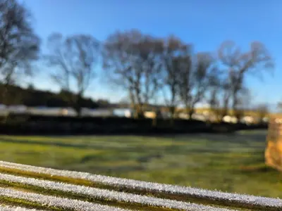 a view of a field with trees in the background at The Canny View at Three Lochs Holiday Park in Balminnoch 3 bedroom sleeps upto 8 guests in Newton Stewart