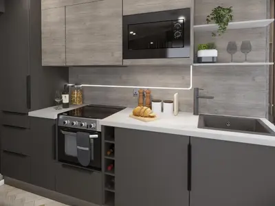 a kitchen with a sink and a stove at Hodge Luxury Pod in Keswick