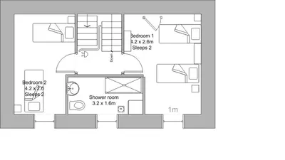a floor plan of a small house with at 2 Hares Den in Annan