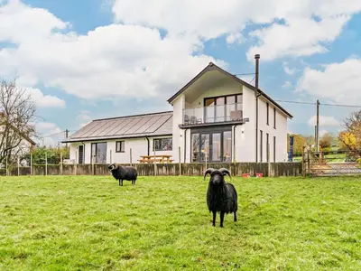 two sheep standing in a field in front of a house at 3 Bed in Keswick oc-93589 in Threlkeld