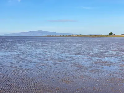 a large body of water with mountains in the background at The Haven in Annan