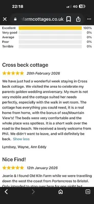 a screenshot of a cell phone with a text message at Cross Beck Cottage in Allonby