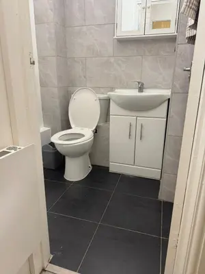a bathroom with a toilet and a sink at House of Card in Moffat