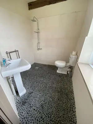 a bathroom with a sink and a toilet at Highside farm in Embleton