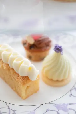 a plate with three pastries on top at Trump Turnberry in Turnberry
