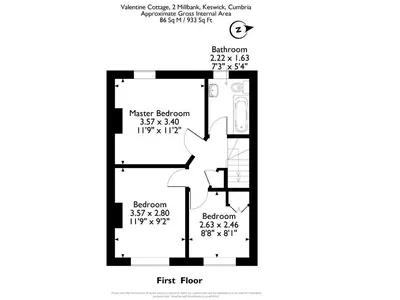 a floor plan of a house at Valentine Cottage in Keswick