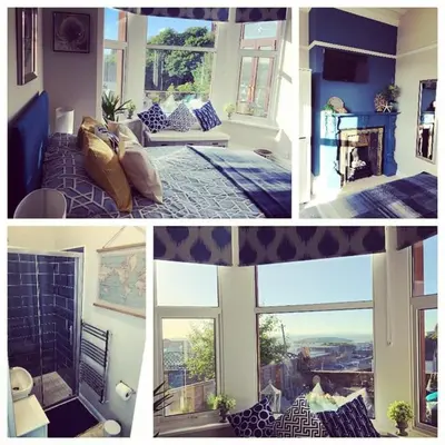 a collage of three pictures of a living room at Lismore Guest House in Whitehaven
