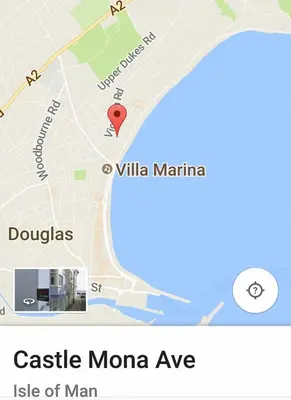 a map of mona avenue with a red marker at Blueberry Two Bedroom Suite for 1, 2 or 3 people in Douglas